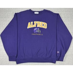Alfred Football Sweatshirt Mens Large Purple Champion Embroidered AU Football
